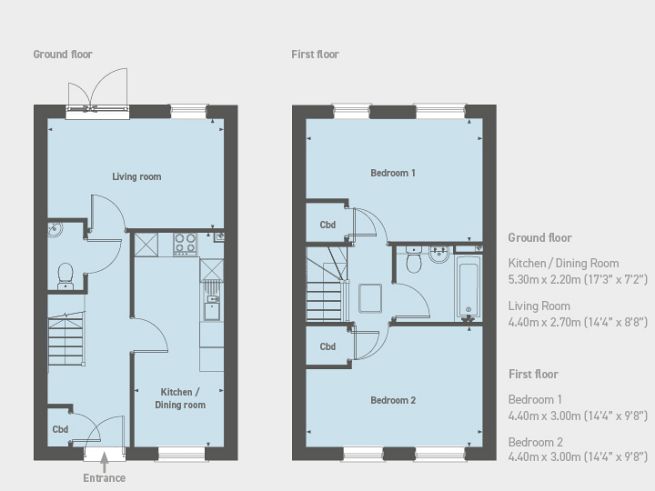 Floor plan, 2 bedroom house - artist's impression subject to change